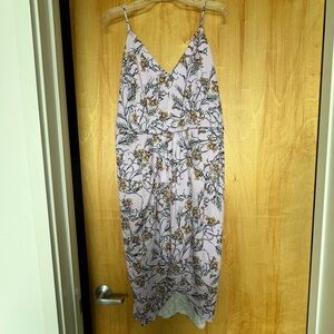 Purple Floral Faux Wrap Dress